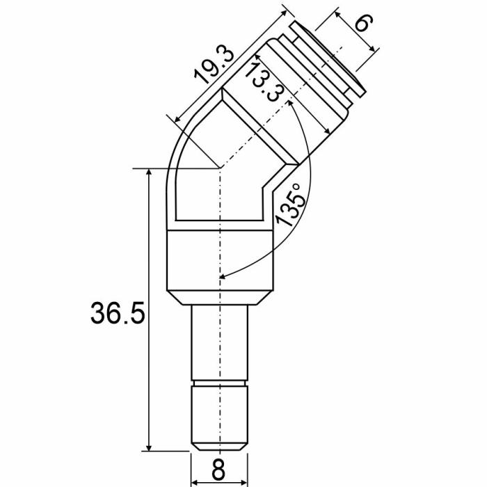 Пневмофитинг угловой APLJ 45 08-06