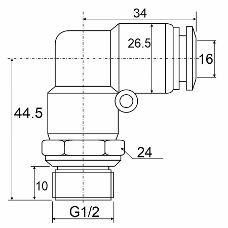 Фитинг с наружной резьбой APL 16-G04