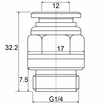 Фитинг прямой с наружной резьбой APC 12-G02