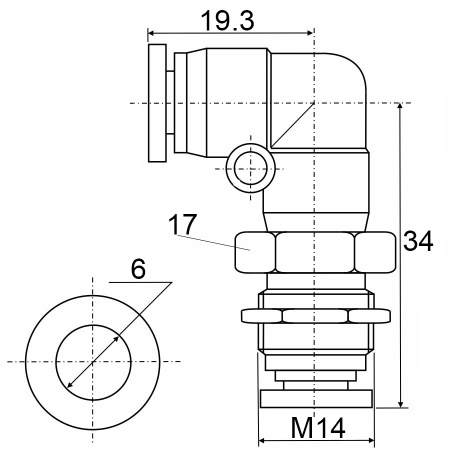 Фитинг угловой PLM 06