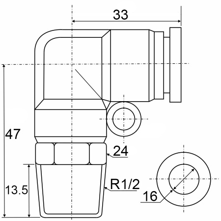 Фитинг с наружной резьбой APL 16-04
