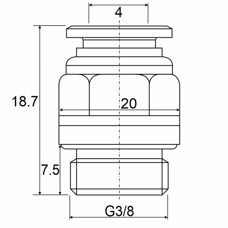 Фитинг прямой с наружной резьбой APC 04-G03