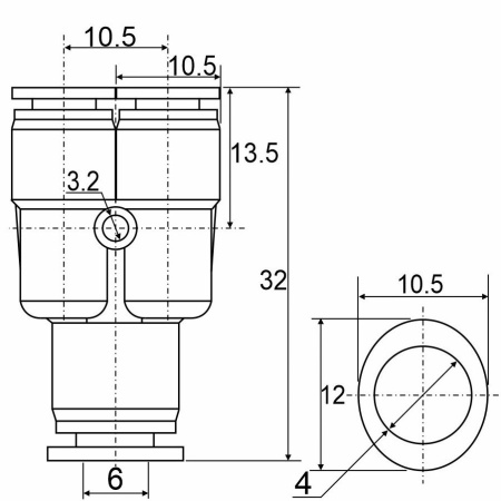 Фитинг Y-образный PY06-04C