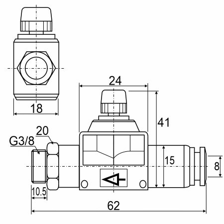 Фитинг прямой с наружной резьбой с краном HVFS G08-03