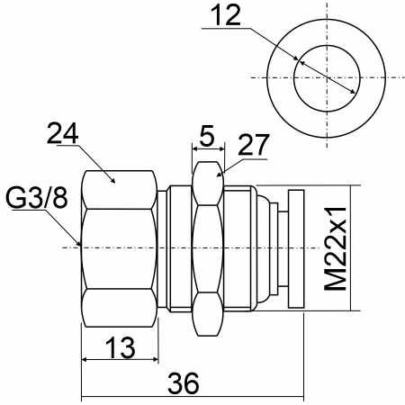 Фитинг прямой с внутренней резьбой SPMF12-03
