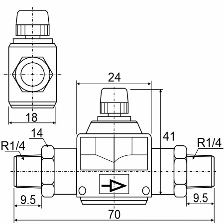 Фитинг прямой с наружной резьбой с краном HVSS 02-02