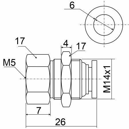Фитинг прямой с внутренней резьбой SPMF6-M5
