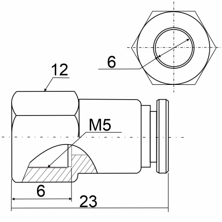 Фитинг прямой с внутренней резьбой SPCF6-M5