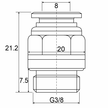 Фитинг прямой с наружной резьбой APC 08-G03