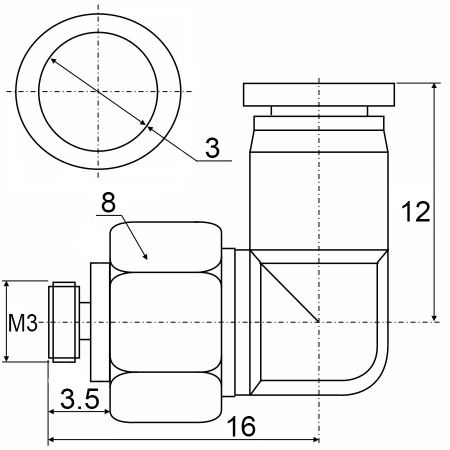 Фитинг с наружной резьбой PL03-M3C