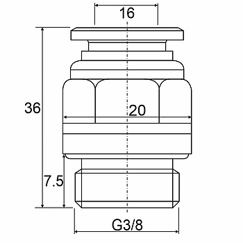 Фитинг прямой с наружной резьбой APC 16-G03