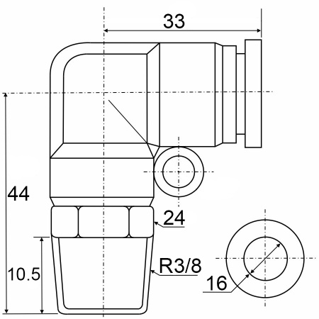 Фитинг с наружной резьбой APL 16-03