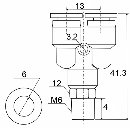 Фитинг Y-образный PX 06-M6