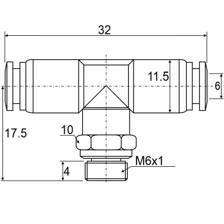 Фитинг Т-образный с наружной резьбой PB06-M6C