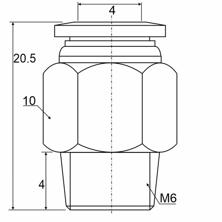 Фитинг прямой с наружной резьбой PC 04-M6