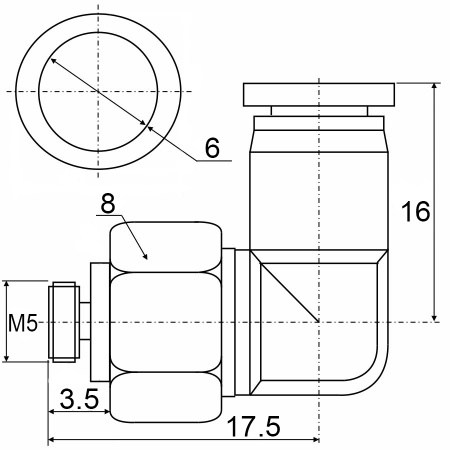 Фитинг с наружной резьбой PL06-M5C