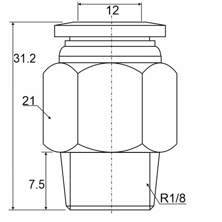 Фитинг прямой с наружной резьбой PC 12-01