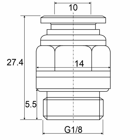 Фитинг прямой с наружной резьбой APC 10-G01